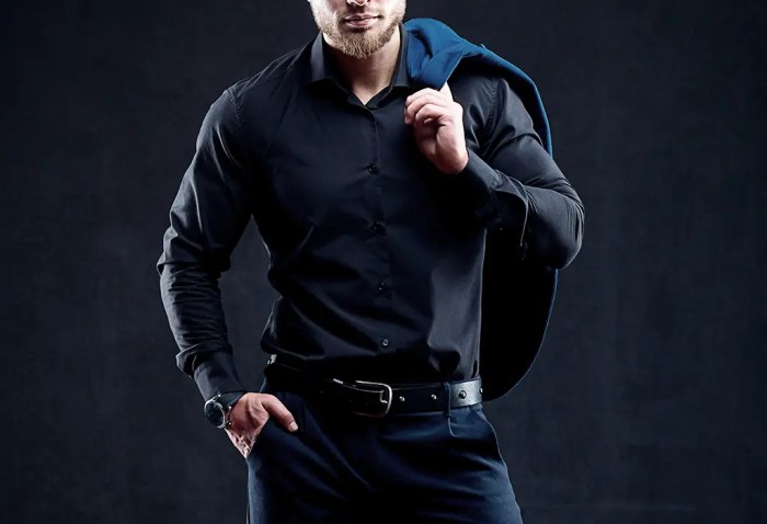 Black dress men's shirt