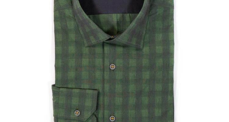 Hunter green dress shirt men