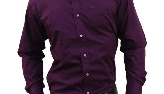 Plum dress shirt for men