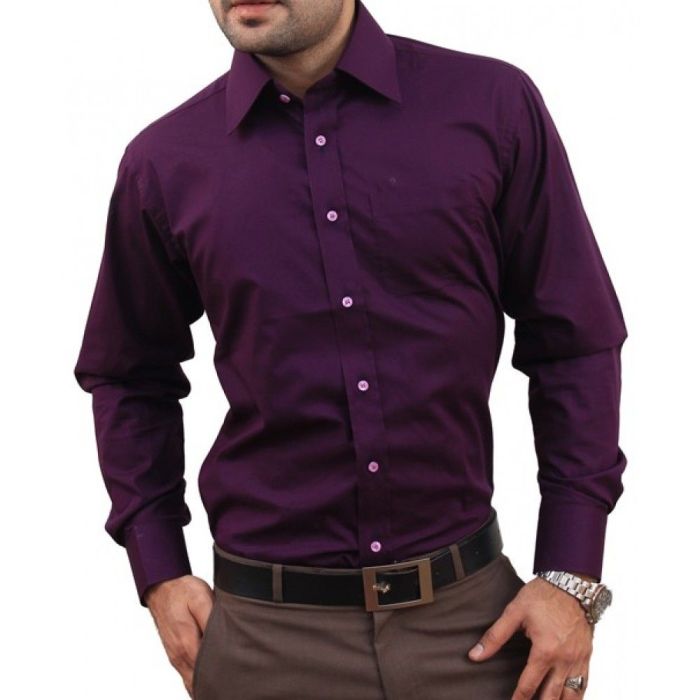 Plum dress shirt for men